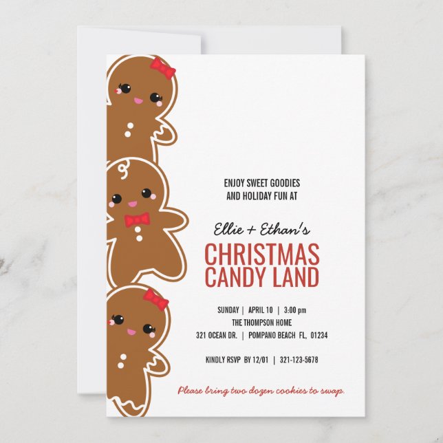 ANY AGE girl & boy CHRISTMAS GINGERBREAD candyland Invitation (Front)