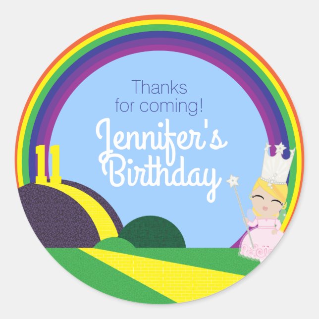 ANY AGE Glinda of Oz BIRTHDAY party favour Classic Round Sticker (Front)