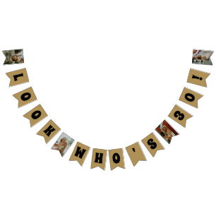 ANY AGE Gold Custom Photo Birthday Bunting Flags
