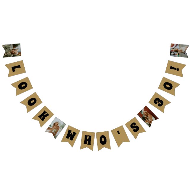 ANY AGE Gold Custom Photo Birthday Bunting Flags (All)