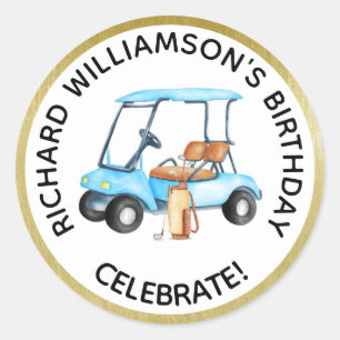 Any Age Golf Themed Birthday Party Personalise Classic Round Sticker