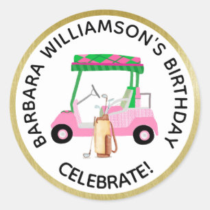 Any Age Golf Themed Birthday Party Personalise Classic Round Sticker