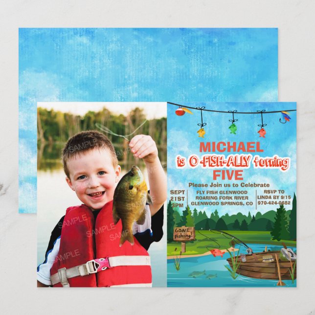 ANY AGE - Gone Fishing Birthday Invitation (Front/Back)