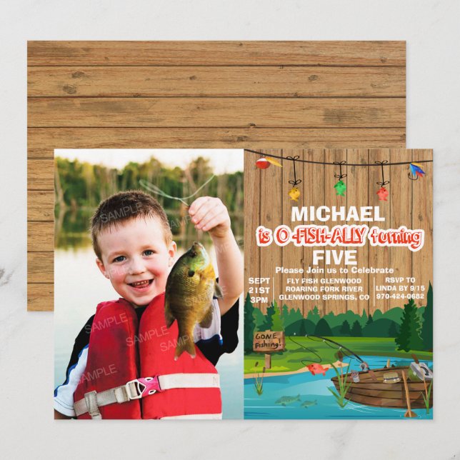 ANY AGE - Gone Fishing Birthday Invitation (Front/Back)