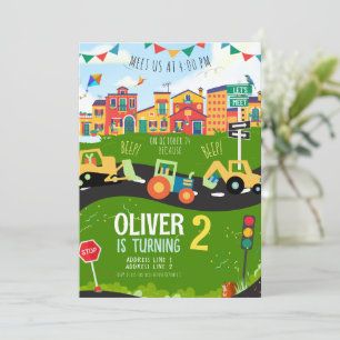 Any age, Green tractor birthday  Invitation