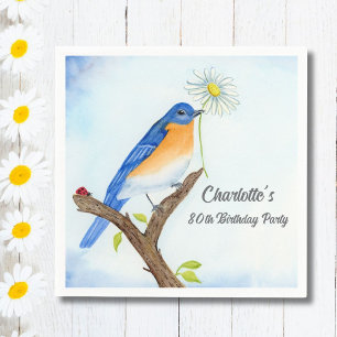 Any Age Happy April Birthday with Bluebird Napkin