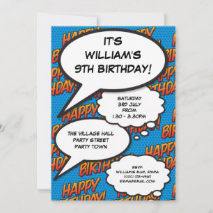 Any Age Happy Birthday Party Blue Modern Invitation