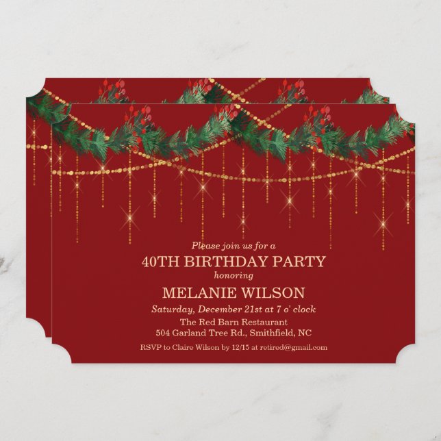 ANY AGE - Holiday Christmas Birthday Invitation (Front/Back)