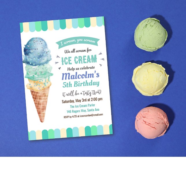 ANY AGE - Ice Cream Boy Birthday Invitation (Creator Uploaded)