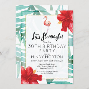 ANY AGE - Let's Flamingle Birthday nvitation Invitation