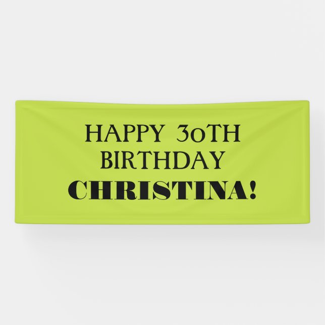 Any Age Lime Green Black Happy Birthday Banner (Horizontal)