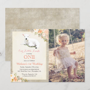 ANY AGE - Little Lamb Birthday Photo Invitation