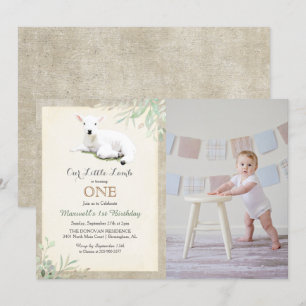 ANY AGE - Little Lamb Photo Birthday Invitation
