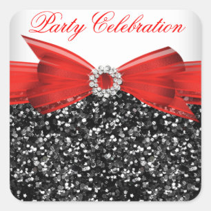 Any Age Luxury Glitter Red  Bow Sticker
