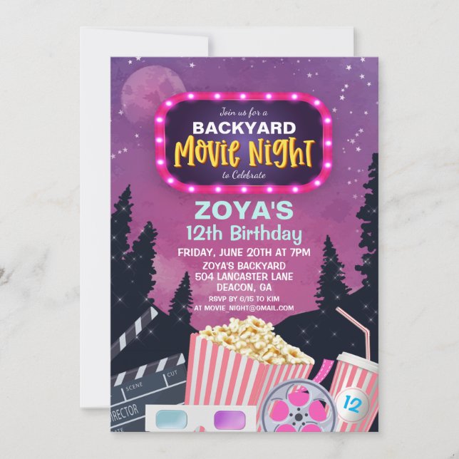 ANY AGE - Movie Night Birthday Invitation (Front)