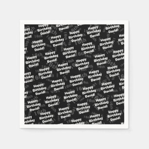 Any age & name personalised happy birthday napkin