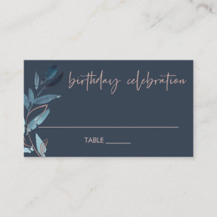 ANY AGE NAVY PINK BLUE FOLIAGE WREATH BIRTHDAY PLACE CARD