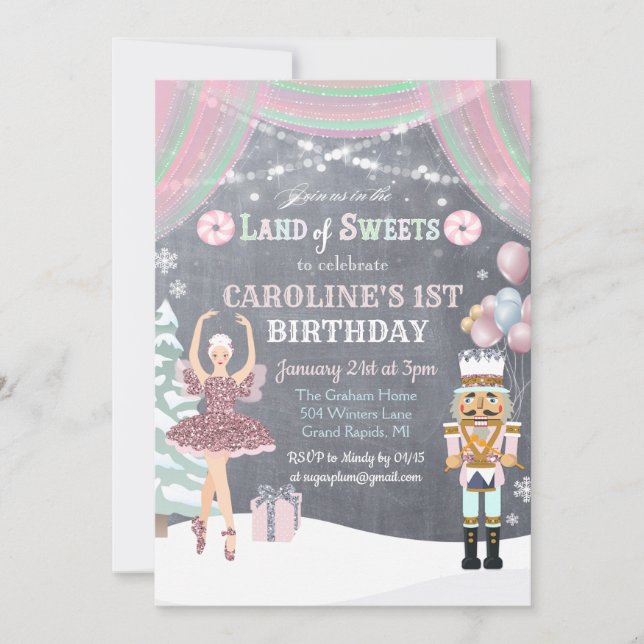 ANY AGE - Nutcracker Sugar Plum Birthday Invite (Front)