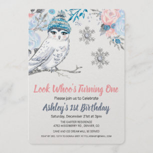 ANY AGE - Owl Floral Birthday Invitation