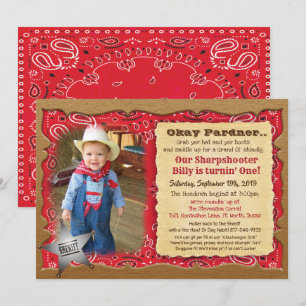 ANY AGE - Photo Cowboy Birthday Invitation