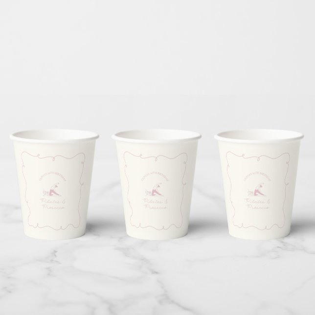 Any age pilates and prosecco birthday paper cups (Multi)