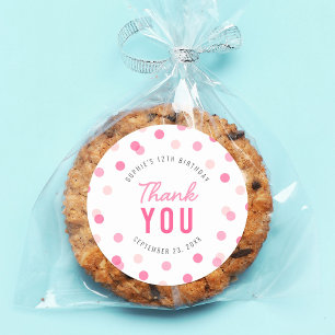 Any Age Pink Confetti Birthday Thank You Classic Round Sticker