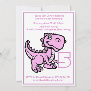 Any Age Pink T Rex Dinosaur Birthday Invitation