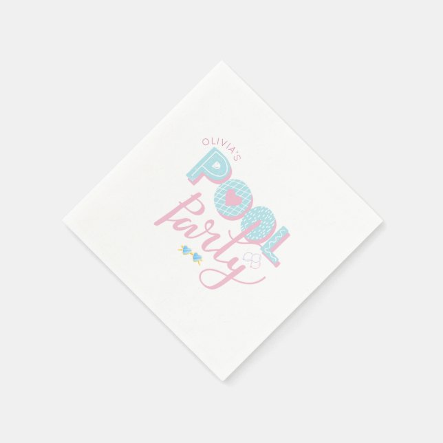 Any age pool party birthday napkin (Corner)