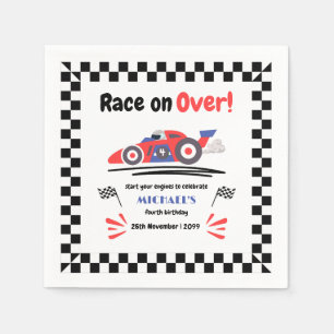 Any Age Race on Over Vintage Red Blue Race Car  Napkin
