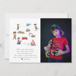 Any Age Remote Control RC Car Motor Kids Birthday Thank You Card