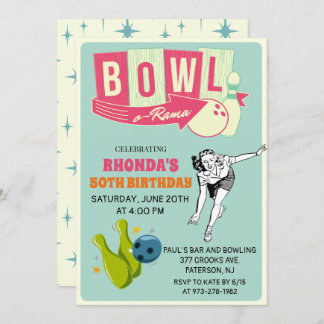 ANY AGE - Retro Bowling Birthday Invitation
