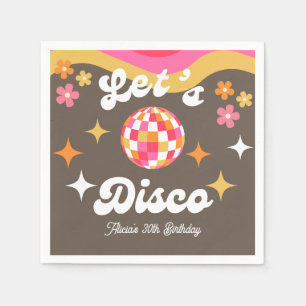 Any Age Retro Groovy 70s Let's Disco Birthday Napkin