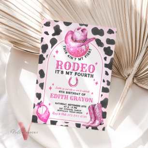 ANY AGE RODEO Cowgirl Pink Birthday Invitation