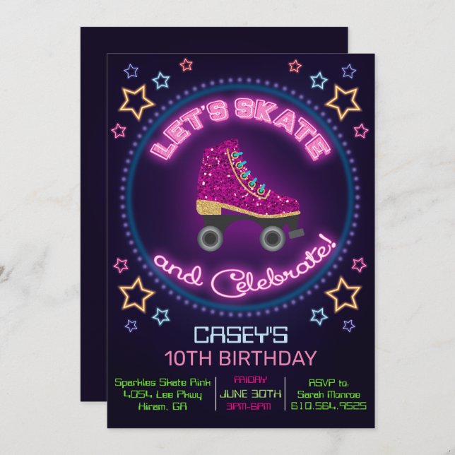 ANY AGE - Roller Skate Birthday Invitation (Front/Back)
