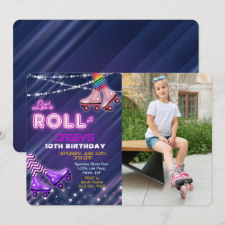 ANY AGE - Roller Skate Birthday Photo Invitation