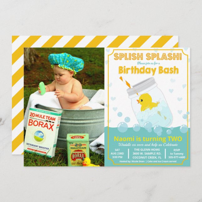 ANY AGE - Rubber Duck Birthday Invitation (Front/Back)
