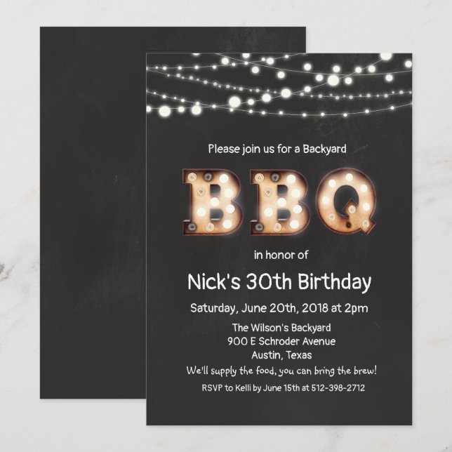 ANY AGE - Rustic BBQ Birthday Invitation (Front/Back)