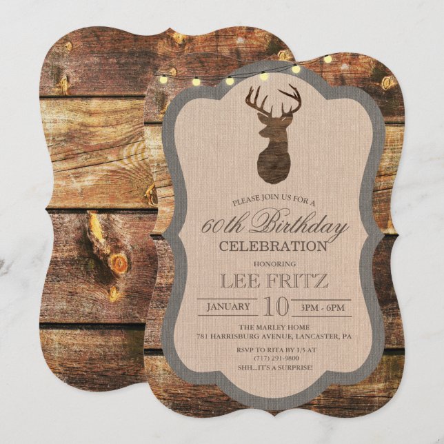 ANY AGE - Rustic Deer Birthday Invitation (Front/Back)