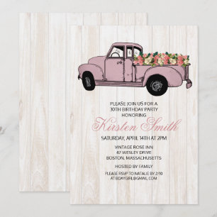 ANY AGE - Rustic Floral Truck Invitation