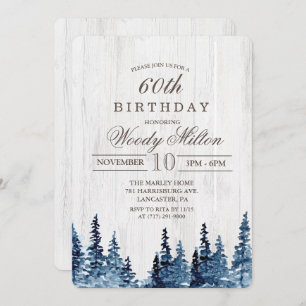 ANY AGE - Rustic Forest Wood Birthday Invitation