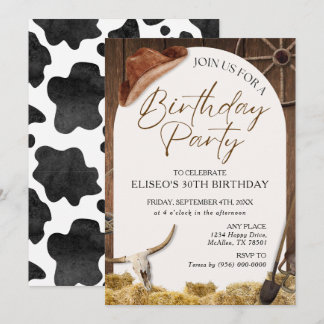 Any Age Rustic Wood Western Birthday Party Invite