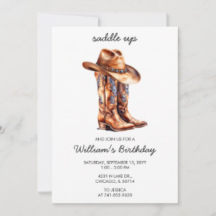 Any age Saddle Up Rustic Western Birthday Party Invitation