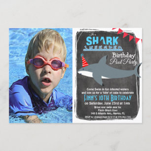 ANY AGE - Shark Pool Party Photo Invitation