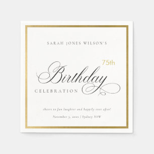 ANY AGE SIMPLE ELEGANT GOLD TYPOGRAPHY BIRTHDAY NAPKIN
