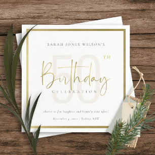 ANY AGE SIMPLE ELEGANT GOLD TYPOGRAPHY BIRTHDAY NAPKIN