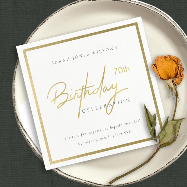 ANY AGE SIMPLE ELEGANT GOLD TYPOGRAPHY BIRTHDAY NAPKIN (Creator Uploaded)