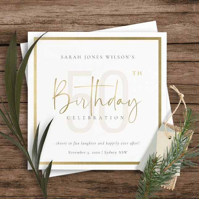 ANY AGE SIMPLE ELEGANT GOLD TYPOGRAPHY BIRTHDAY NAPKIN (Creator Uploaded)