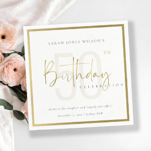 ANY AGE SIMPLE ELEGANT GOLD TYPOGRAPHY BIRTHDAY NAPKIN