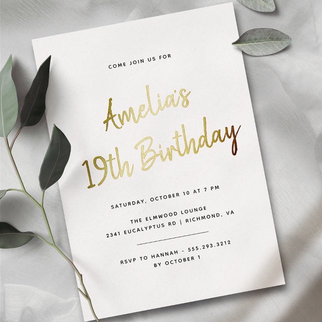 Any Age | Simple Minimal White and Gold Birthday (Creator Uploaded)