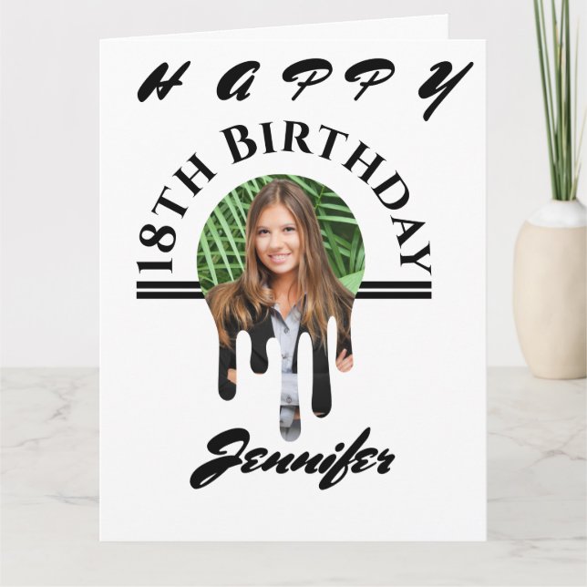 Any Age Simple Photo Personalised Birthday Card (Front)